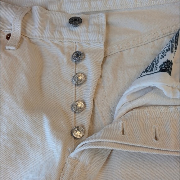 Levis 501 Original Butterfly High Rise Straight Leg Jeans Off White W27 L28 - Picture 9 of 14